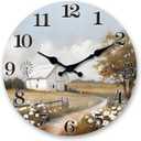 XFM Large Farmhouse Wall Clock 24 Inch Silent Wooden Wall Clocks Battery Operated Farm Barn Country Round Analog Clock for Living Room Kitchen Bedroom