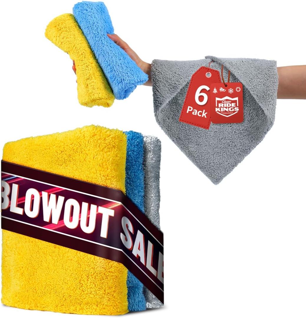 Microfiber Towel for Car Cleaning,Cleaning Supplies Upgraded 450gsm Ultra-Thick,Washcloths Detailing,Exterior Interior Microfiber Rags 16in x 16in(6-Pack)
