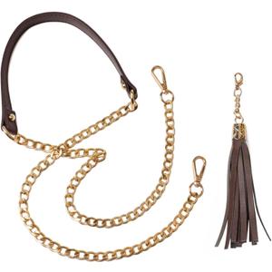 BEAULEGAN Purse Chain Strap Replacement for Shoulder and Crossbody Bag, Lightweight, 51 Inch Long 0.8 Inch Wide (Dark Brown/Gold) (Dark Brown (Gold Clasp))