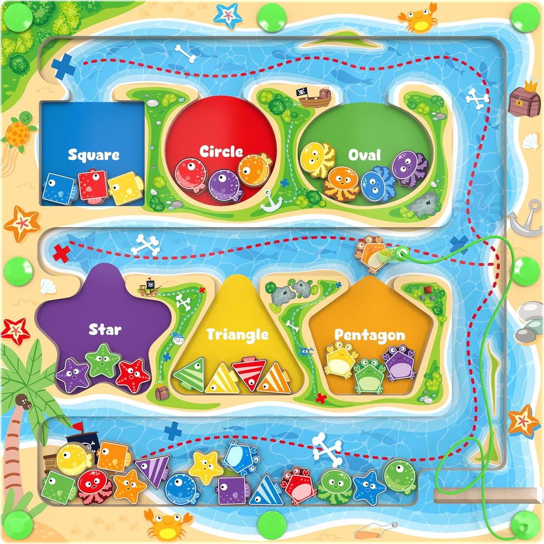 MTYOKILN Magnetic Color & Shape Maze - Montessori Toys for 3 4 5 Year Old, Color and Shape Sorting Toy, Montessori Toys for Kids Boys Girls Gifts Ages3+, Preschool Learning Activities