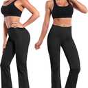 BUBBLELIME 29"/31"/33"/35"/37" 3 Styles Women's High Waist Bootcut Yoga Pants Basic/Side Pockets Tummy Control Workout Flared (Black, M)