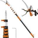 5-24 FT Extendable Manual Pole Saw, Tree Trimming Pruner with Flip & Screw Dual Lock, Adjustable Long Handle High Reach Cutter for Yard & Garden