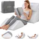 Kingfun 4PCS Orthopedic Bed Wedge Pillow Set for Sleeping, Post Surgery Memory Foam Support Pillows for Back, Neck and Leg Pain Relief, Adjustable Triangle Pillow - Acid Reflux, Anti Snoring & GERD, 4 Piece Set