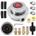 Universal Adjustable 1-5 PSI Carb Fuel Pressure Regulator Kit with 0-15 PSI Gauge, Fuel Block, and 8mm & 10mm Adapters for Carburetor Engine