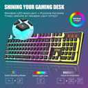RedThunder K10 Wireless Gaming Keyboard and Mouse Combo, RGB Backlit Rechargeable 3800mAh Battery, Mechanical Feel Anti-ghosting Keyboard with Pudding Keycaps + 7D 3200DPI Mice for PC Gamer (Black)