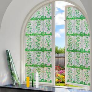COUNTEWOL 3D Rainbow Stained Glass Window Film with Green Plants Static Cling No Adhesive Privacy Decor for Home Office (Rainbow Ivy, 23.6 x 78.7 Inch)