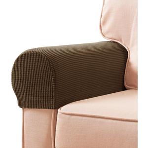 SUBRTEX Stretch Armrest Covers Spandex Arm Covers for Chairs Couch Sofa Armchair Slipcovers for Recliner Sofa with Twist Pins 2pcs (Coffee)