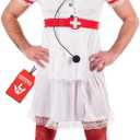 fun shack Nurse Costume for Men | Male Nurse Outfit | Adult Doctor Costume | Funny Medical Attire for Men (X-Large, White)