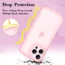IAIYOXI Matte Case for iPhone 16 Pro Max, Cute Wave Frame Design Translucent Clear Back Phone Cover, [Full Camera Protection], Silicone Bumper Military Grade Protective for Women Girls, Pink