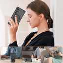 XIQI Designed for Samsung Galaxy S25 Ultra 6.9'' with Camera Lens Protector & Magnetic Ring Stand [Military-Grade Protection] Translucent Shockproof Phone Case for Men Wowen,Black