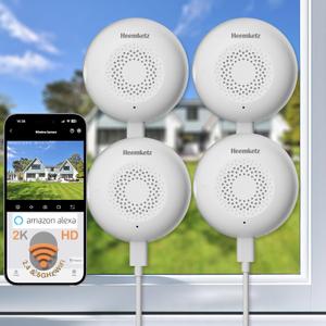 4 Pack Window Camera, 24/7 Recording, 3MP/2K Full-Color Night Vision, Human Detection & Alerts, 2.4/5GHz WiFi, Easy Install Security Camera, Alexa Compatible, Indoor Anti-Theft Camera