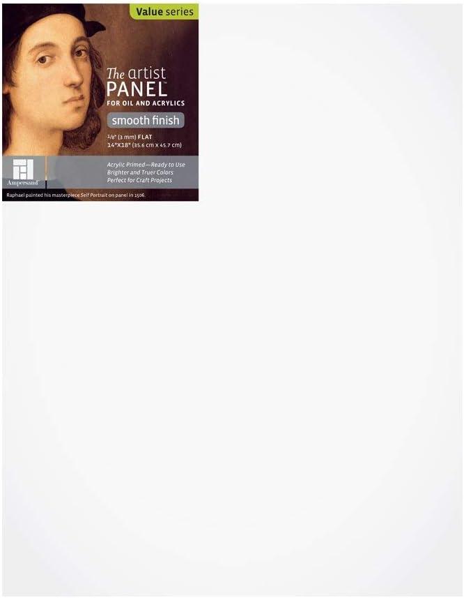 Ampersand Art Supply Wood Gesso Artist Painting Panel: Primed Smooth, 14" x 18", 1/8" Flat Profile
