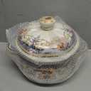 Retro Flower Enamel Stockpot with Lid,Stockpots for Cooking (5L-Mysterious Flower) (Ivory -5QT)