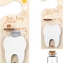 DoubleFill Tooth Fairy Gift Holder Bag Door Hanger Tooth Fairy Kit Stores Lost Teeth Keepsake Box Easter Gift World Oral Health Day Gifts for Lost Teeth Boy Girl(Fresh,Brown)