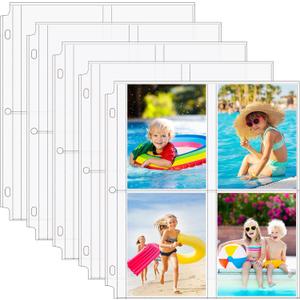 MaxGear 60 Pack Photo Sleeves for 3 Ring Binder (480 Pictures), 3.5x5 Heavy-Duty Archival Page Protectors, 4-Pocket Clear Photo Album Refill Pages, Plastic Seed Binder Pages 8.5x11, Acid-Free
