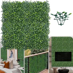 Artificial Grass Wall Panel Backdrop,10 X 10 in 16P(11.2 sqft) UV-Anti Greenery Boxwood Panels for Indoor Outdoor Green Wall Decor & Ivy Fence Covering Privacy (10"X10" 16P)