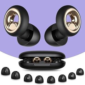 Vosaf Noise Cancelling Ear Plugs for Sleeping, 60dB Silicone Ear Plugs for Noise Reduction, Reusable Sleeping Earplugs for Snoring, Concert & Shooting Ear Protection with 8 Eartips(Space Black)