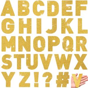 Harloon 232 Pcs 24 Sheets Large Glitter Letter Stickers Big Font Alphabet Letter Self Adhesive Letters Kit Mailbox Stickers for Mailbox Bulletin Boards Classroom Home(Gold,4 Inch)