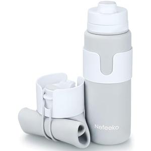 Nefeeko Collapsible Water Bottle, BPA Free 26oz Foldable Water Bottle for Travel Sports, Leak-Proof Spill-Proof Portable Water Bottles with Carabiner, Lightweight