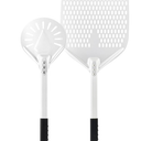 14 Inch + 7 Inch Perforated Pizza Peel Set, Pizza Turning Peel with Metal Handle, Pizza Spatula Paddle for Homemade Pizza Oven Accessories