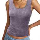 Womens Tank Tops Crewneck Sleeveless Summer Sweaters Vest Casual Basic Tees Ribbed Shirts (Purple, S)