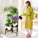 5 Tier Plant Stand Indoor, Metal Corner Plant Shelf Outdoor, Foldable Tall Plant Rack for Mutiple Plants, Flower Pot Holder Display Stand for Living Room Patio Home Decor for Gatdening
