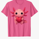 Valentine Cute Pink Axolotl Lovers Heart Girl Women Kid T-Shirt, L