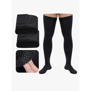 Compression Socks, Men's Thigh High Compression Stockings, 20-30mmHg Compression Stockings with Non-slip silicone, Size -L