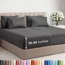 Extra Deep Split King Sheet Set - 7 Piece Breathable and Cooling Sheets - Hotel Luxury Bedding for Women, Men, Kids & Teens - Easy & Secure Fit - Soft and Wrinkle Free - Extra Deep Pockets - Charcoal