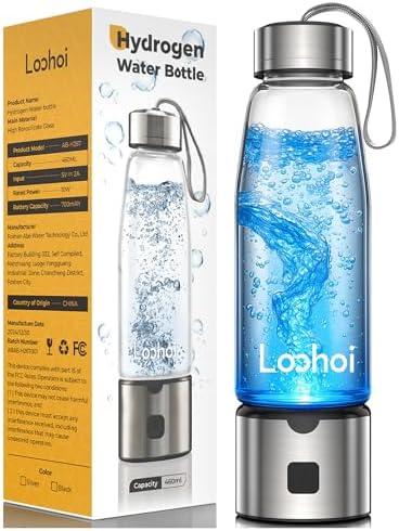 LOOHOI Hydrogen Water Bottle-2025 New Upgraded Hydrogen Water Generator with SPE/PEM Tech,16 OZ Portable Hydrogenated Rich Water Cup Hydro Machine,Health Gift for Home & Family