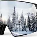 Ski Goggles Men Women,OTG Snowboard Goggles Over Glasses,Anti Fog Winter Sports Goggles for Snowboard Snowmobile (Silver-cylin-vlt 16.2%)