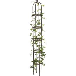Evergreen 7 Feet Garden Metal Garden Obelisk Trellis for Climbing Plants Outdoor | Indoor Plant Trellis for Potted Plants | Floral Pattern Arch Trellis | Antique Copper