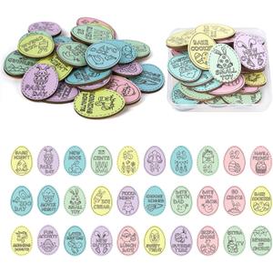 Easter Egg Fillers,30 Pack Wooden Easter Egg Tokens for Kid,Easter Stuffers with 30 Diffrent Engraved Sayings,Eater Filled Actity for Kids Teens Toddler Girls Boys (Egg)