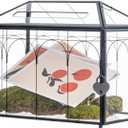 NCYP Wedding Glass Cards Box with Slot and Lock - 12.6" x 5.9" x 9" Vintage Indoor Tabletop Geometric Terrarium, Black Card Holder for Reception, Wishwell, Party Decor (Glass Box Only)