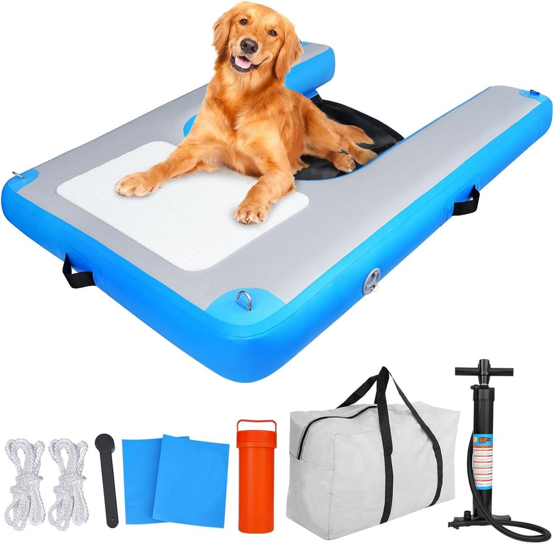 Inflatable Dog Water Ramps, Float Floating Ramps for Dog Water Ladder Steps Ramp for Pools Boats Docks, for Swimming Pets Water Bed for Human with Non-Slip Pad (Large)