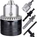 1.5-13mm Keyed Drill Chuck Adapter Kit 1/2"-20UNF with SDS-Plus Shank 1/4" Hex Shank 1/2" Socket Square Female Adapter Fits Rotary Hammer/Impact Wrench/Impact Screwdriver