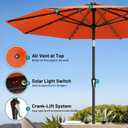 AreShark 9FT Patio Umbrella with Solar Lights, 32 Lighted Pool Umbrella w/Tilt and Crank, Outdoor Market Solar Umbrellas for Garden, Deck, Backyard, Pool and Beach, Orange