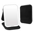 ZHUOTHAN Rechargeable Travel Mirror with Light, LED Makeup Mirror with Lights, Portable Vanity Mirror with 3 Color Lighting, Touch Dimmable Lighted Cosmetic Mirror, Travel Essentials (Black)