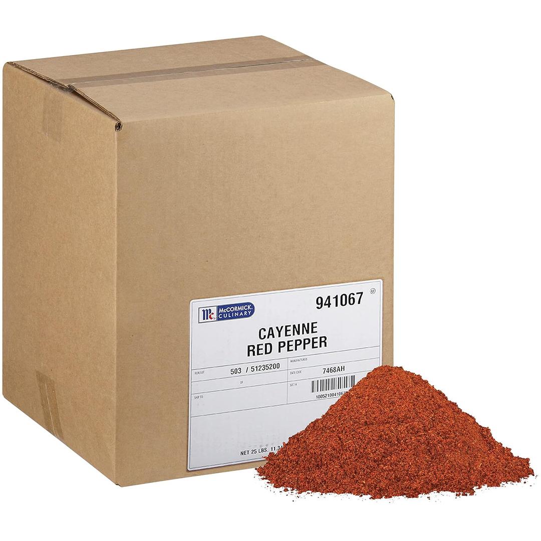 McCormick Culinary Ground Cayenne Pepper, 25 lb - One 25 Pound Box of Bulk Cayenne Pepper Powder for Back of House Use, Perfect for Rubs, Marinades and More