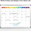 Colorful Dry Erase Calendar Whiteboard for Wall 36x24 Double-Sided Magnetic | Monthly Calendar, 7 Color Design, Wall Mount Hanging, Aluminum Frame, Smooth Dry Erase, Home School Office, Complete Kit