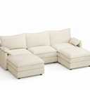 Vesgantti 108" U Shaped Sectional Couch, Comfy Cloud Modular Sectional Sofa with 2 Ottoman Deep Seat Chenille Modern Cloud Sofa, Modular Sofas for Living Room, Bedroom and Apartment, Beige
