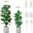 yadoker Plant Grow Light, LED Growing Light Full Spectrum for Indoor Plants,Height Adjustable, Automatic Timer, 5V Low Safe Voltage,Idea for Large Plant Light (2 Pack, Bamboo)