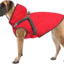 Dog Raincoat Waterproof Dog Hoodie Reflective Dog Raincoat Hooded Adjustable Rain Jacket for Small Medium Large Dogs Puppies (Red, L)