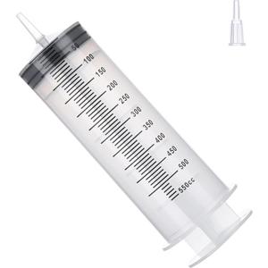 500mL Large Syringe with Tip Adapter, Individual Sealed and Sterile, Large Plastic Garden Syringe for Liquid,Watering, Oil, Refilling