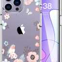 3 x LUHOURI for iPhone 15 Pro Max Case with Screen Protector - Crystal Acrylic Clear - Fashionable Designs for Women and Girls - Slim Fit Shockproof Protective Phone Cover 6.7",Nice Blossoms