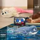 Pool Toys Amphibious Remote Control Seal on Land Water 2.4Ghz Rechargeable Battery Remote Control Shark for Robot Toys Pool for Kids 8-12 Years Old Boys Girls 8,9,10,Upgrade Version Blue