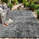 MontVoo Outdoor Rug 8x10 Waterproof-Patio Rug Mat Outdoor RV Camping Picnic Beach Mat Plastic Straw Rugs Outside Outdoor Area Rugs for Balcony Deck Backyard Grey