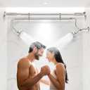 OURBAOFU Tandem Shower Heads, Double Shower Head for Couples, Dual Shower Head System for Two People, High Pressure and Adjustable Double Shower Heads (Silver)
