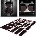 CupHolderHero Compatible with Ford Explorer Accessories 2014-2015 Premium Custom Interior Non-Slip Anti Dust Cup Holder Inserts, Center Console Liner Mats, Door Pocket Liners 31pc Set (Red Trim)