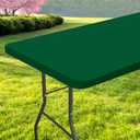 Spotjoy Rectangle Table Cloth, Waterproof Elastic Fitted Tablecloth for 4 Foot Folding Tables, Washable Polyester Tablecloths for Picnic, Camping, Outdoor (Emerald Green, 30"x48")